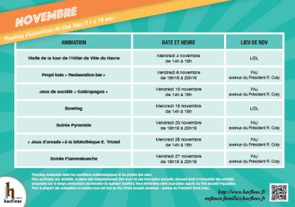 Visuel du planning ados nov-dec 26