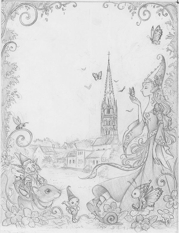 Croquis de l'affiche Fête de la Scie 2022