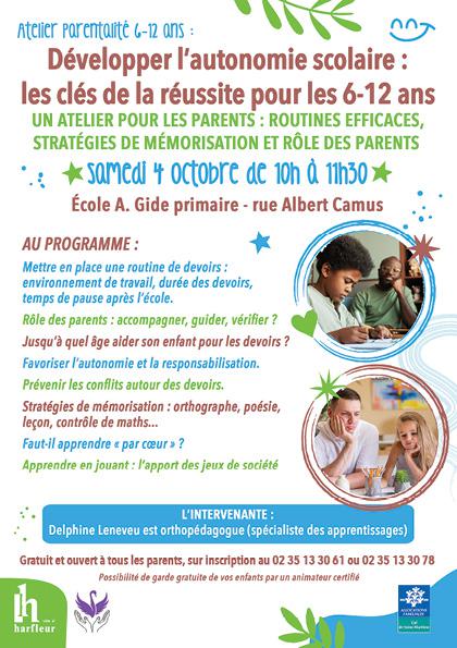 Atelier 6-12 ans "Développer l'autonomie scolaire : les clés de la réussite pour les 6-12 ans"