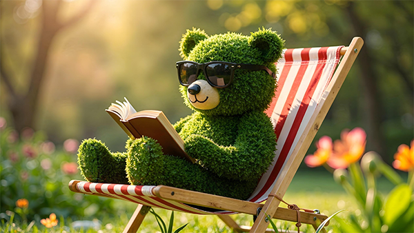Ours lecture sur transat dans le parc