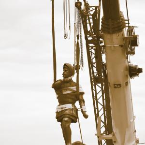 La statue de Jehan de Grouchy a quitté la Brèque